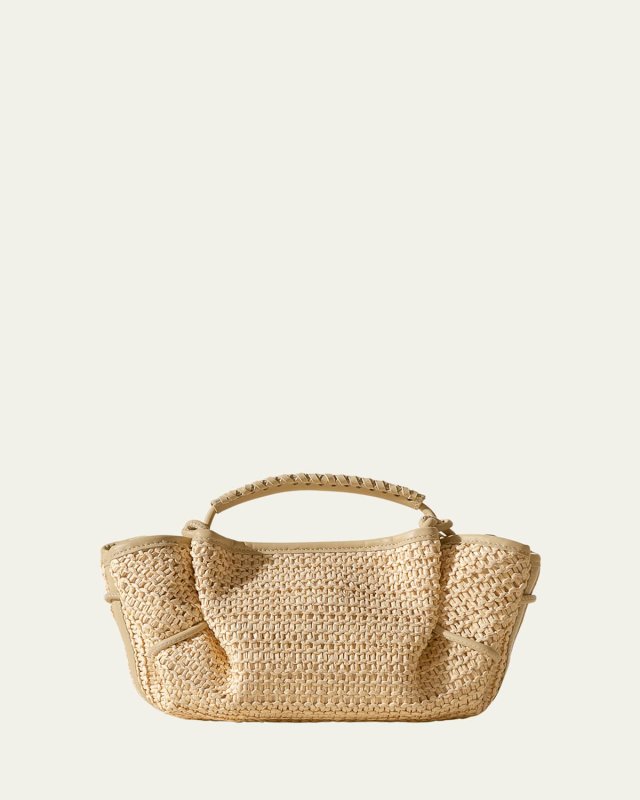 Arta Mini Raffia & Leather Crossbody Bag
